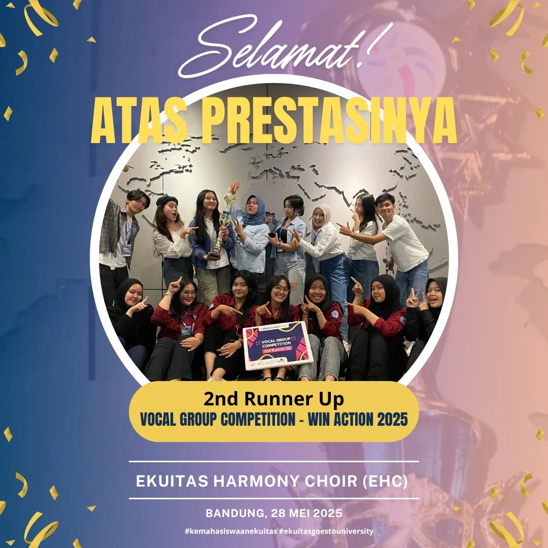 Ekuitas Harmony Choir meraih juara 3 dalam kegiatan Vocal Group Competition.